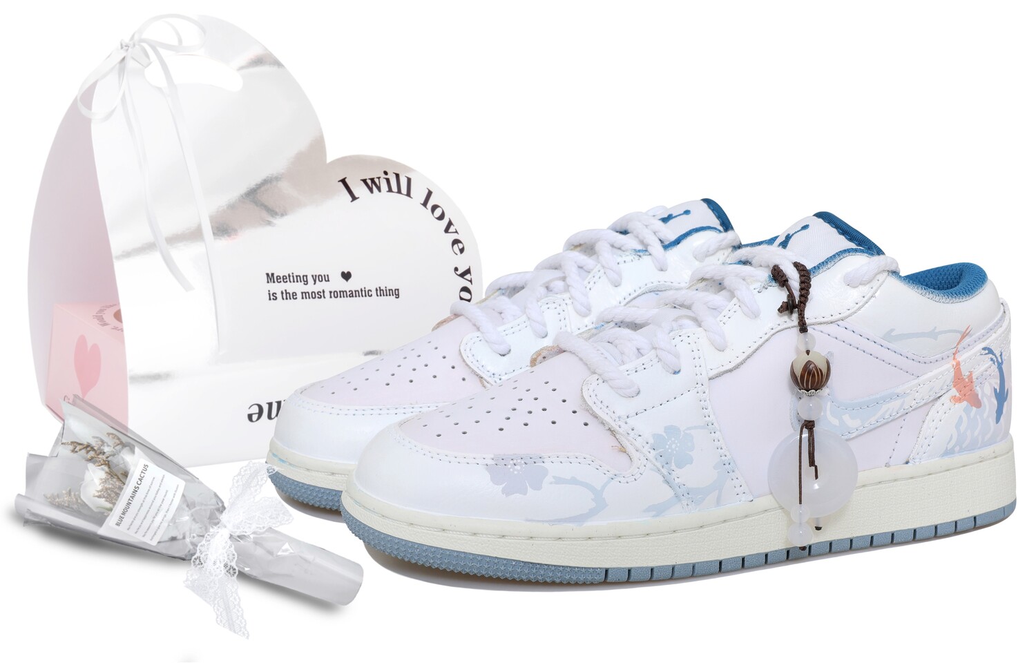 

Кроссовки Air Jordan 1 Vintage Basketball Shoes Women's Low-top White/blue, белый/синий