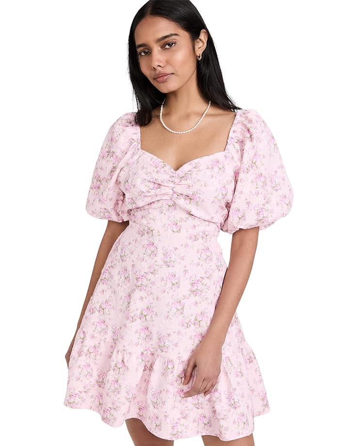 Платье English Factory Textured Floral Mini Dress, розовый