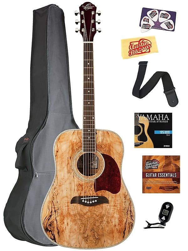 Акустическая гитара Oscar Schmidt OG2SM Spalted Maple Dreadnought Acoustic Guitar w/ Gig Bag