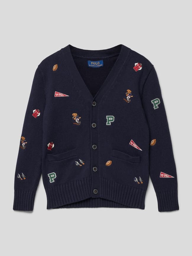 

Кардиган с мотивной вышивкой Polo Ralph Lauren, темно-синий