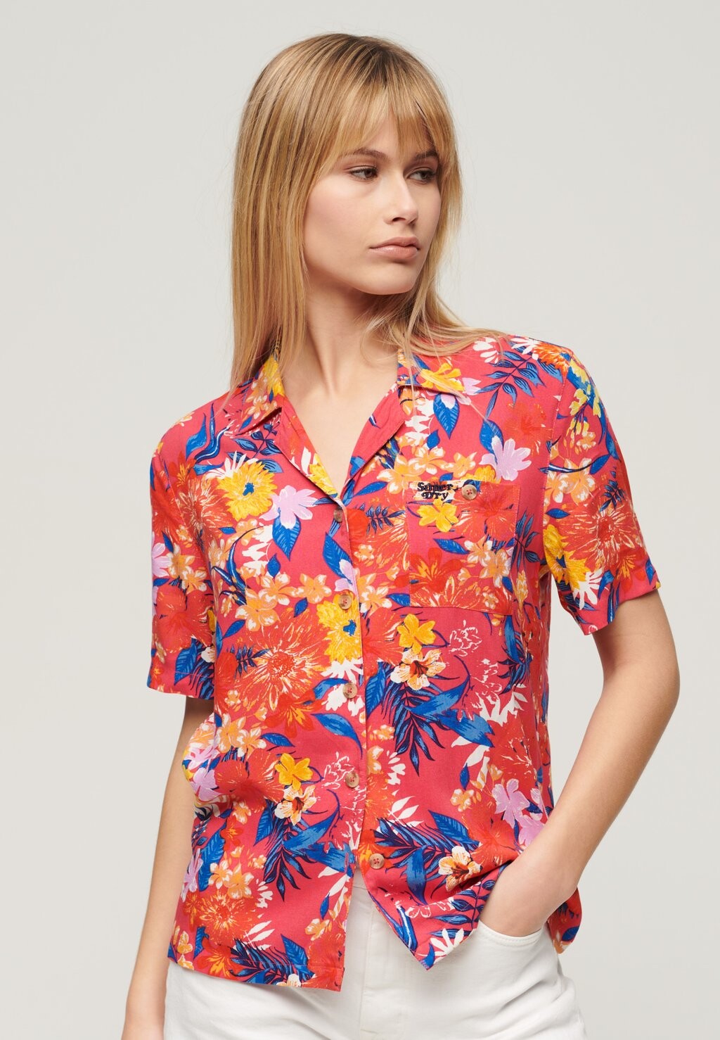 

Блуза на пуговицах RESORT Superdry, розовый