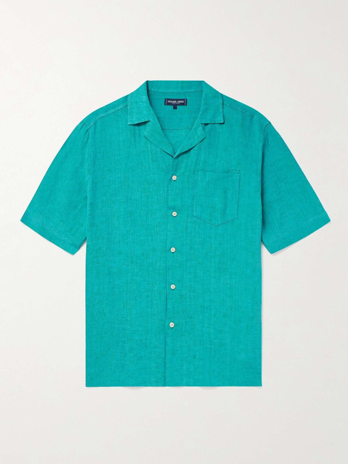 

Льняная рубашка Angelo Camp-Collar Frescobol Carioca, бирюзовый