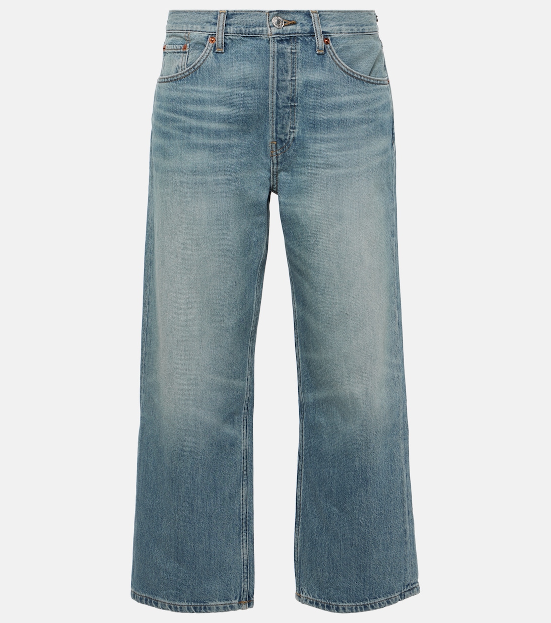 коричневые свободные укороченные джинсы re done Свободные укороченные прямые джинсы со средней посадкой Re/Done, синий