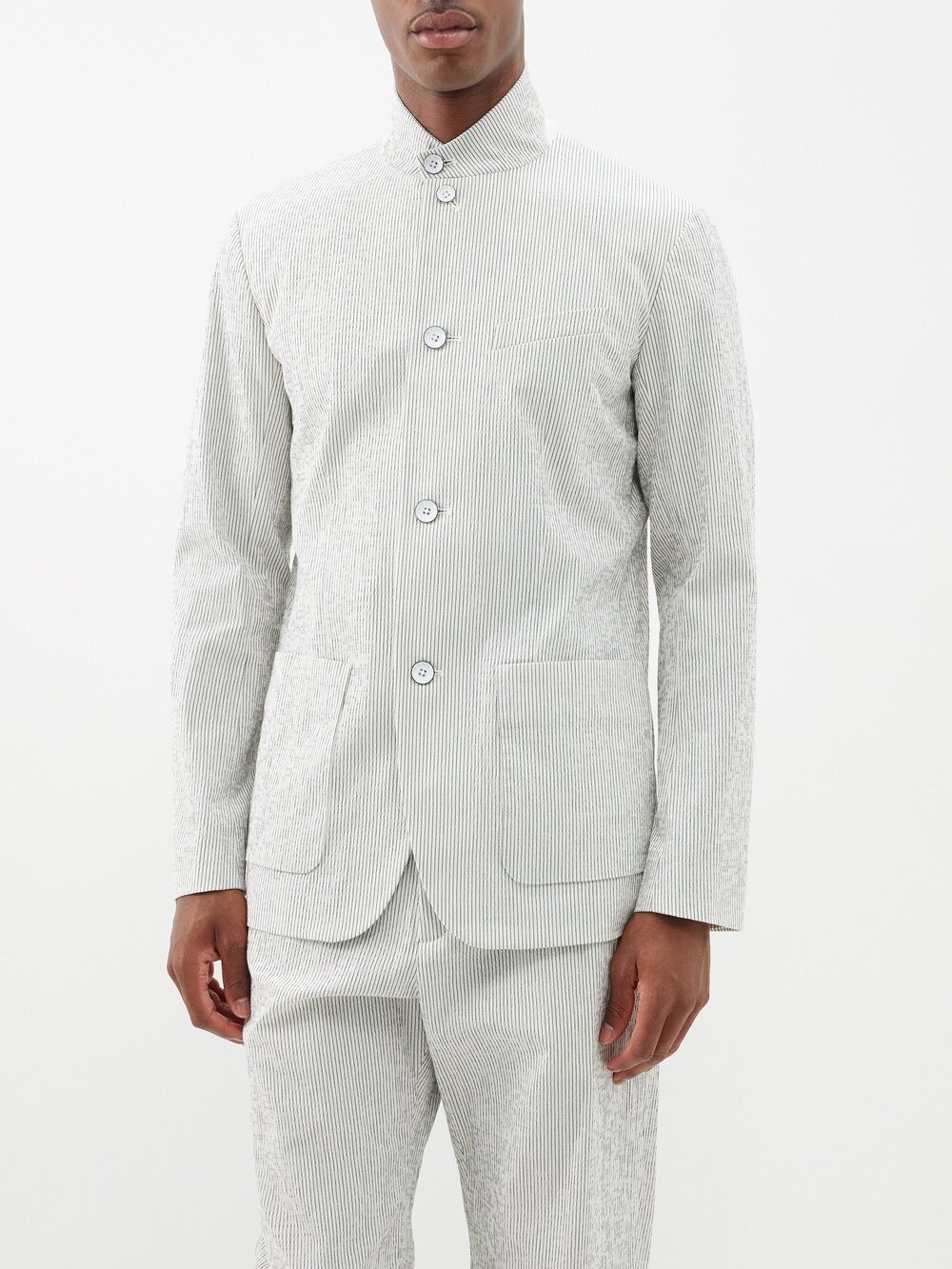 

Куртка из эластичной хлопчатобумажной ткани linden в полоску Rag & Bone, белый