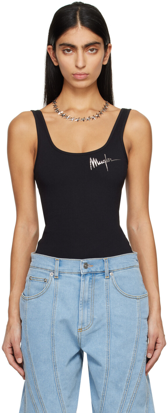 

Черное фирменное боди Mugler