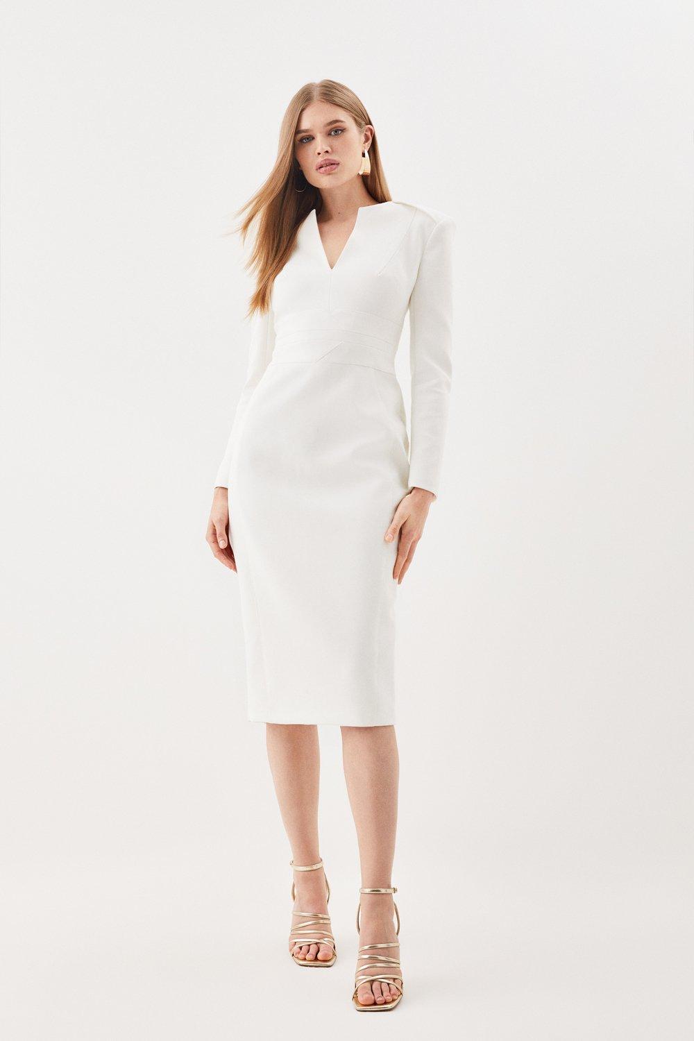 цена Компактное приталенное платье миди с эластичной талией Karen Millen, белый