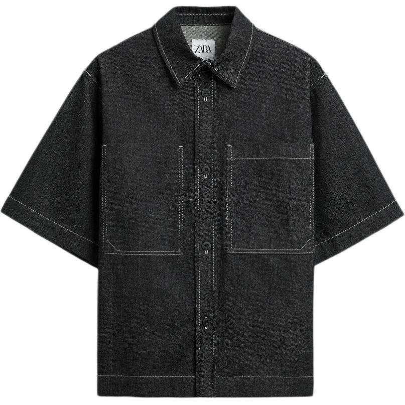 

Рубашка мужская черная Zara, черный