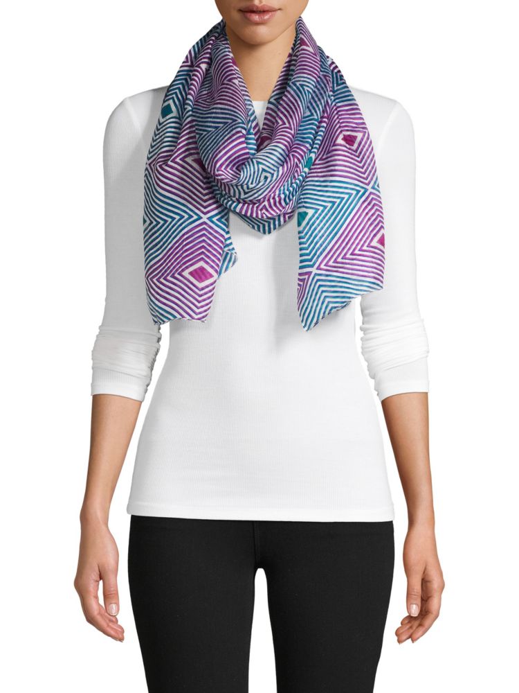 цена Шелковый шарф с геометрическим рисунком La Fiorentina, фуксия