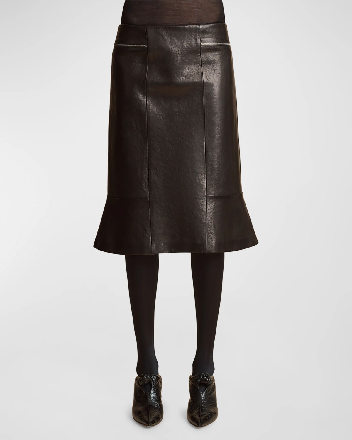 

Кожаная юбка на молнии Francine Khaite, цвет Black