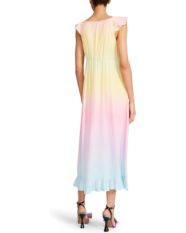 

Платье Betsey Johnson Rainbow Rays Printed Silky Satin Slip Dress, цвет Rainbow Sunrise