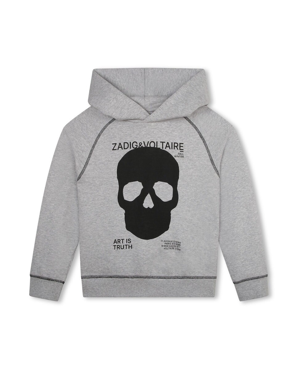 

Толстовка для мальчика с капюшоном и рисунком спереди Zadig & Voltaire, светло-серый