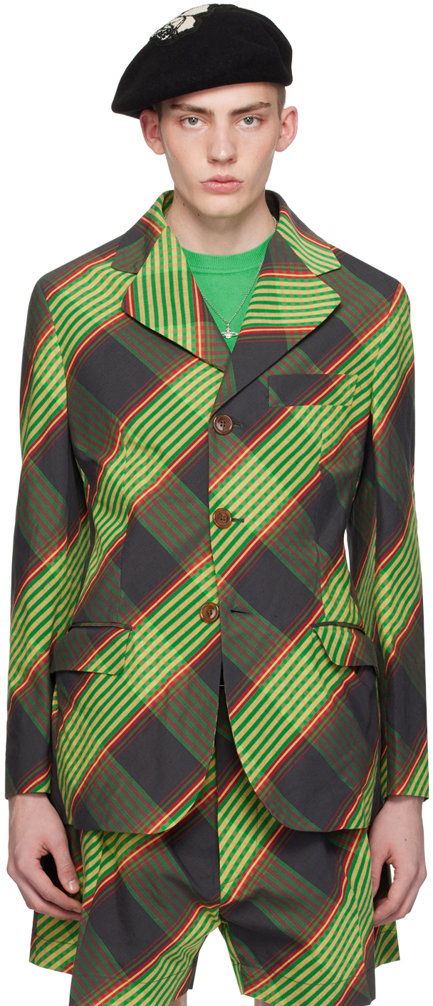 Коричневый и зеленый пиджак-рэк Vivienne Westwood