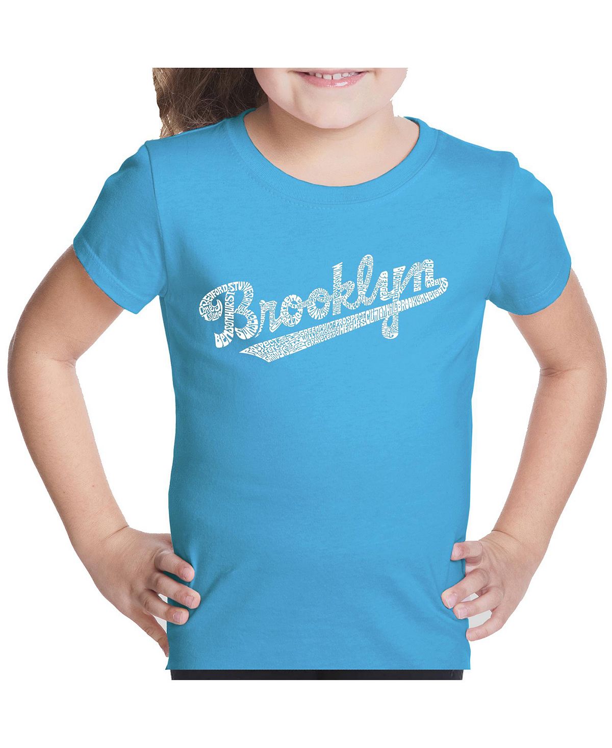 Футболка с надписью Big Girl's Word Art — Brooklyn Neighborhoods LA Pop Art brooklyn neighborhoods мужская футболка с длинным рукавом с надписью word art la pop art