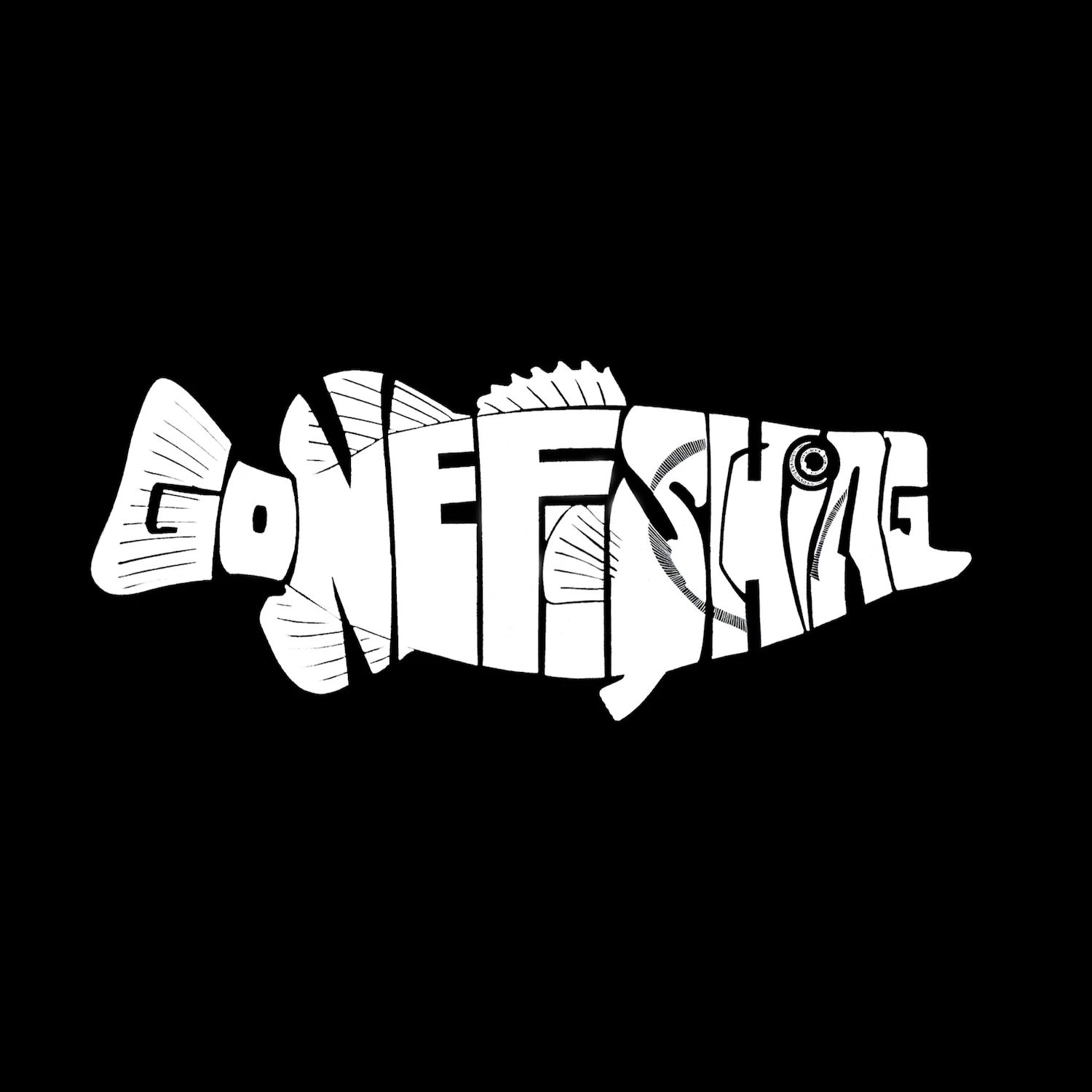 Bass — Gone Fishing — мужская футболка с длинным рукавом с надписью Word Art LA Pop Art