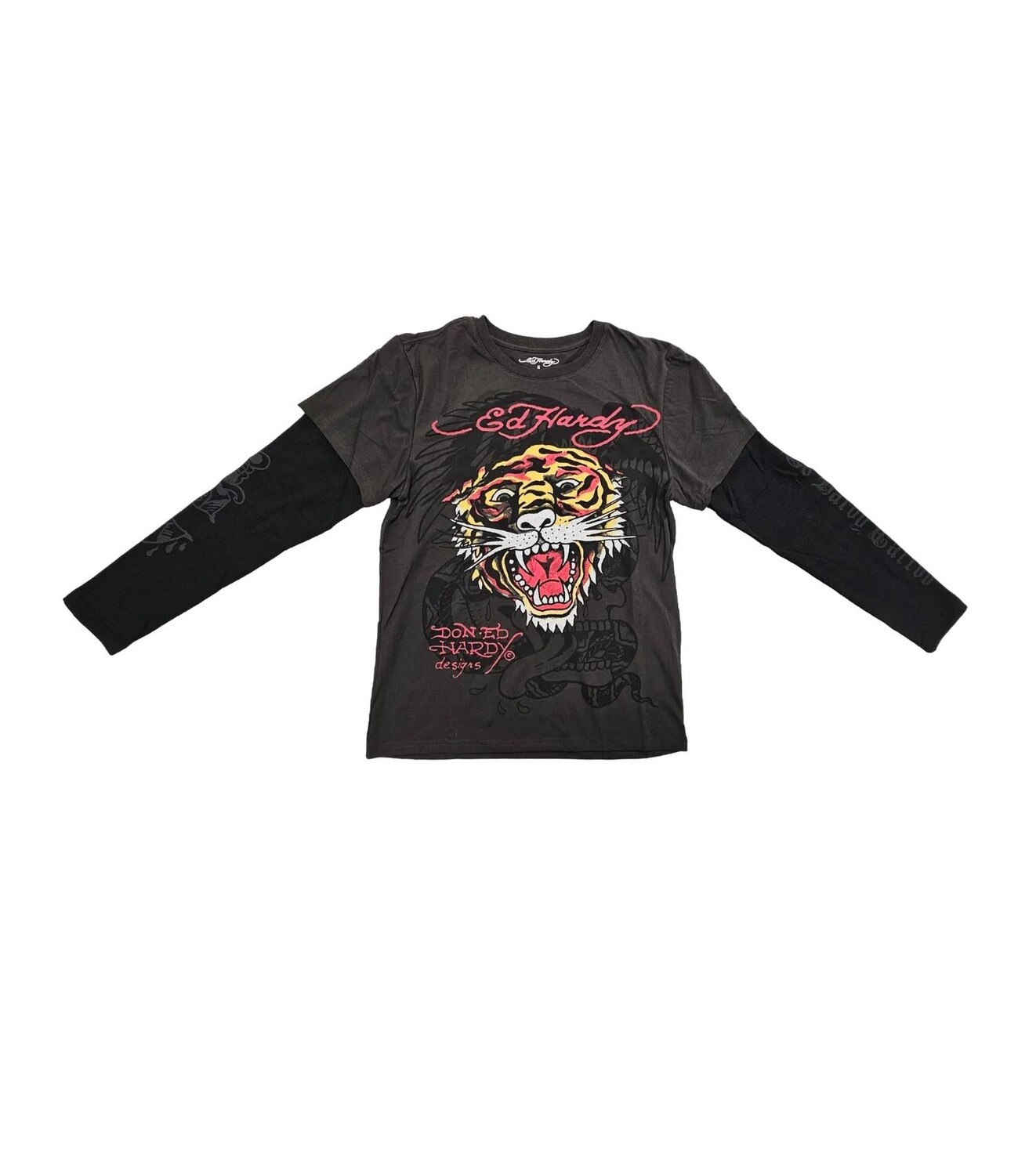 

Мужская темно-серая термофутболка Tiger Hang Down Ed Hardy
