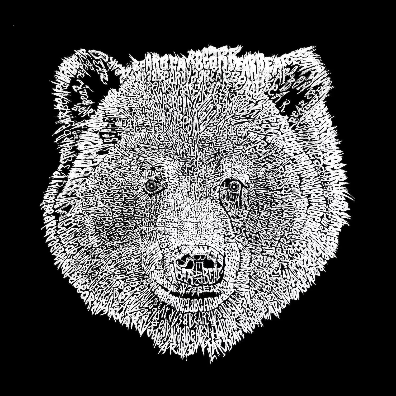 Bear Face — мужская футболка с рисунком Word Art LA Pop Art, серый мужская футболка с бейсбольным регланом word art bear face la pop art мульти