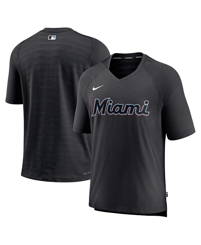 

Мужская черная футболка Miami Marlins Authentic Collection Pregame Raglan Performance с v-образным вырезом Nike, черный