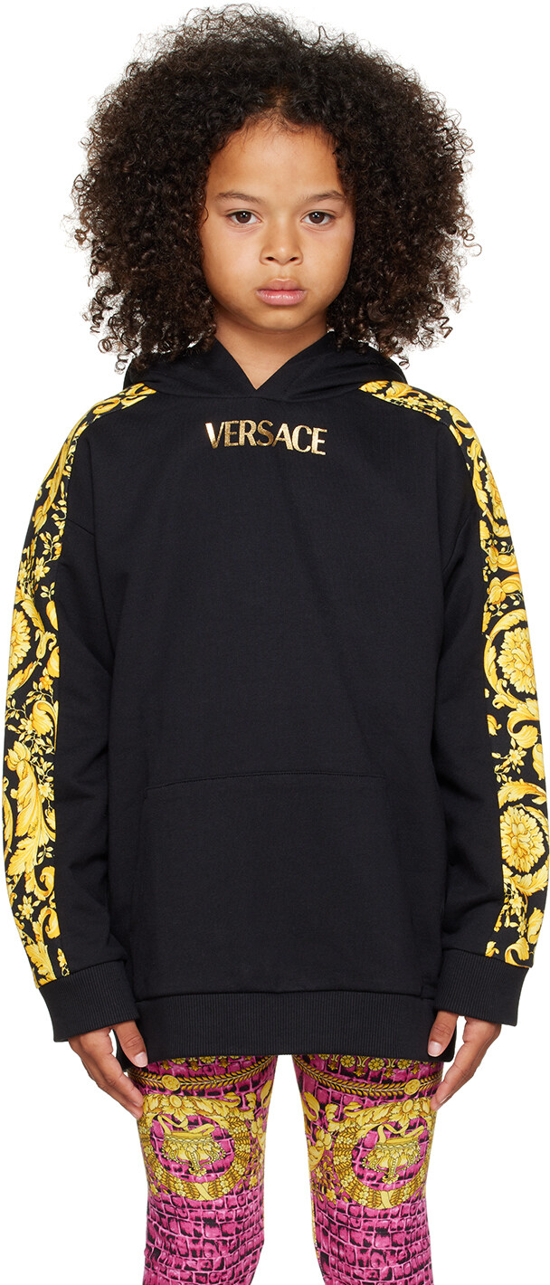 

Детская черная толстовка с капюшоном Barocco Versace, Черный