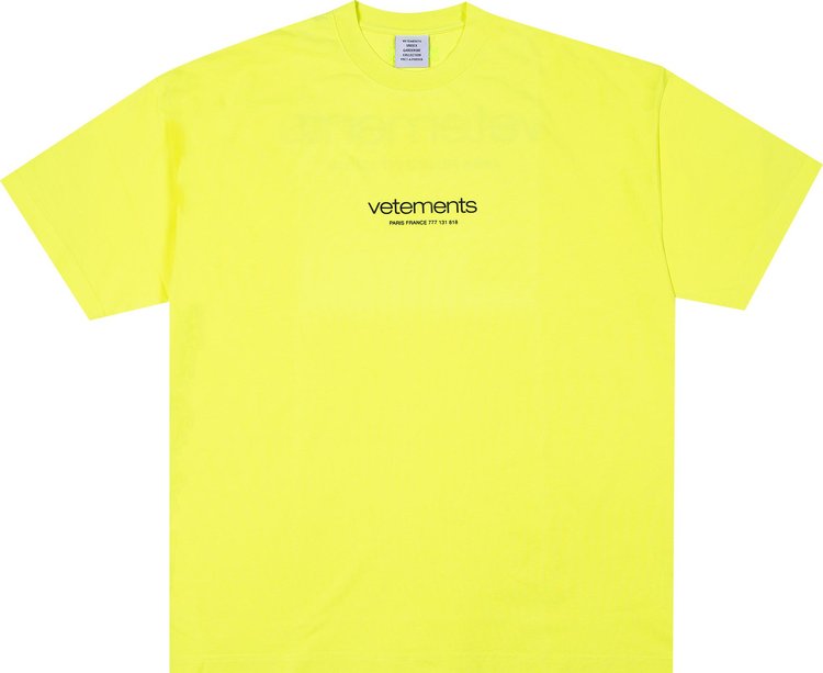 Футболка Vetements Urban Logo 'Neon Yellow', желтый