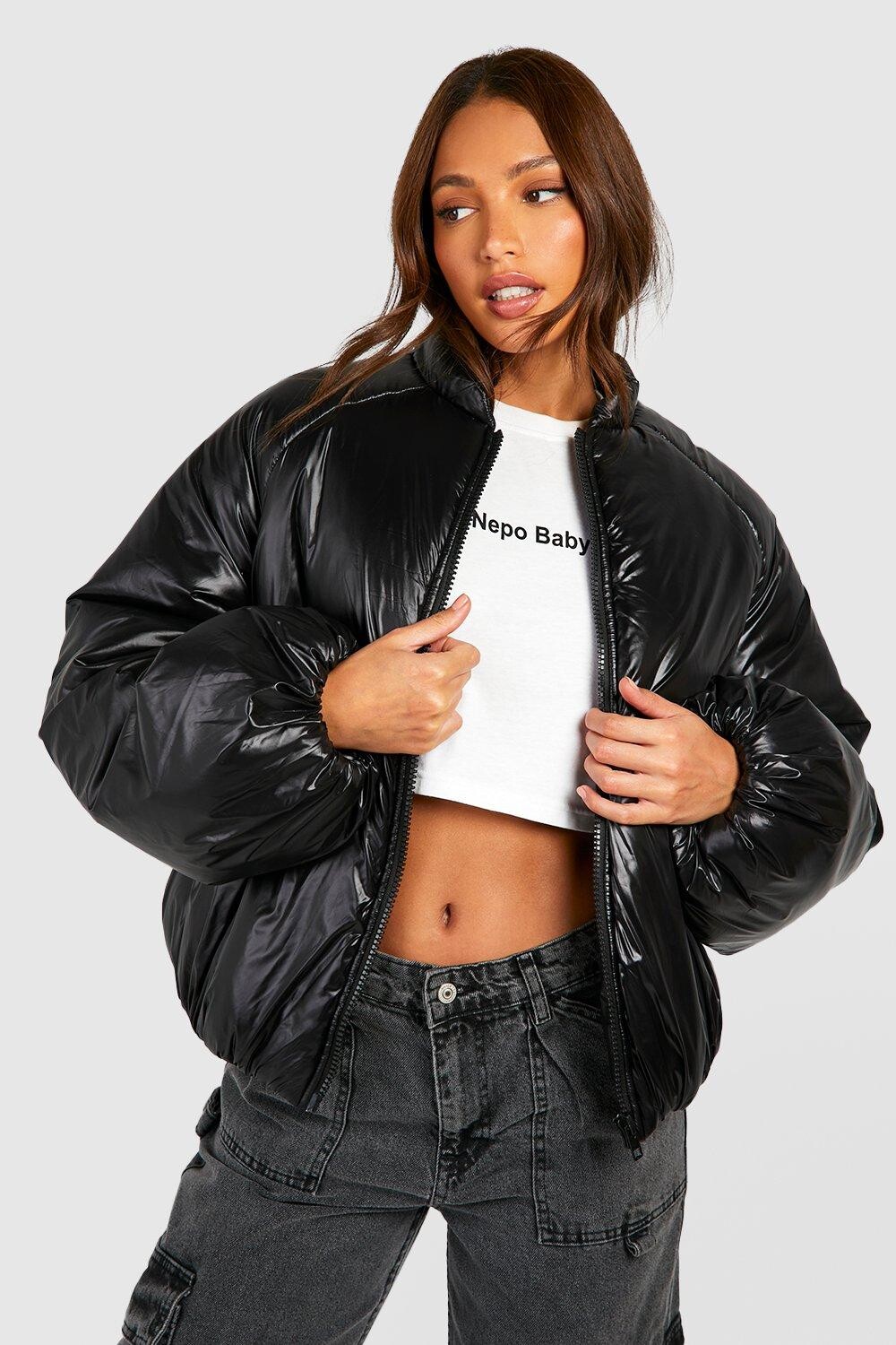 

Высокая куртка-пуховик на молнии Boohoo, черный