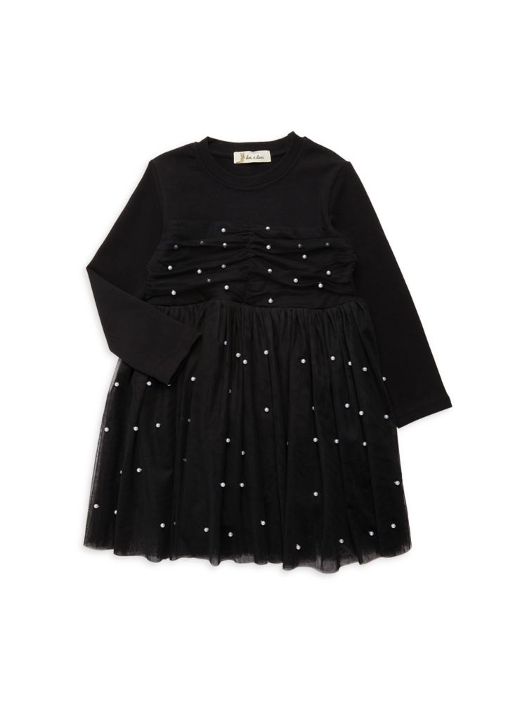 Платье со сборками из искусственного жемчуга для маленькой девочки Doe A Dear, черный