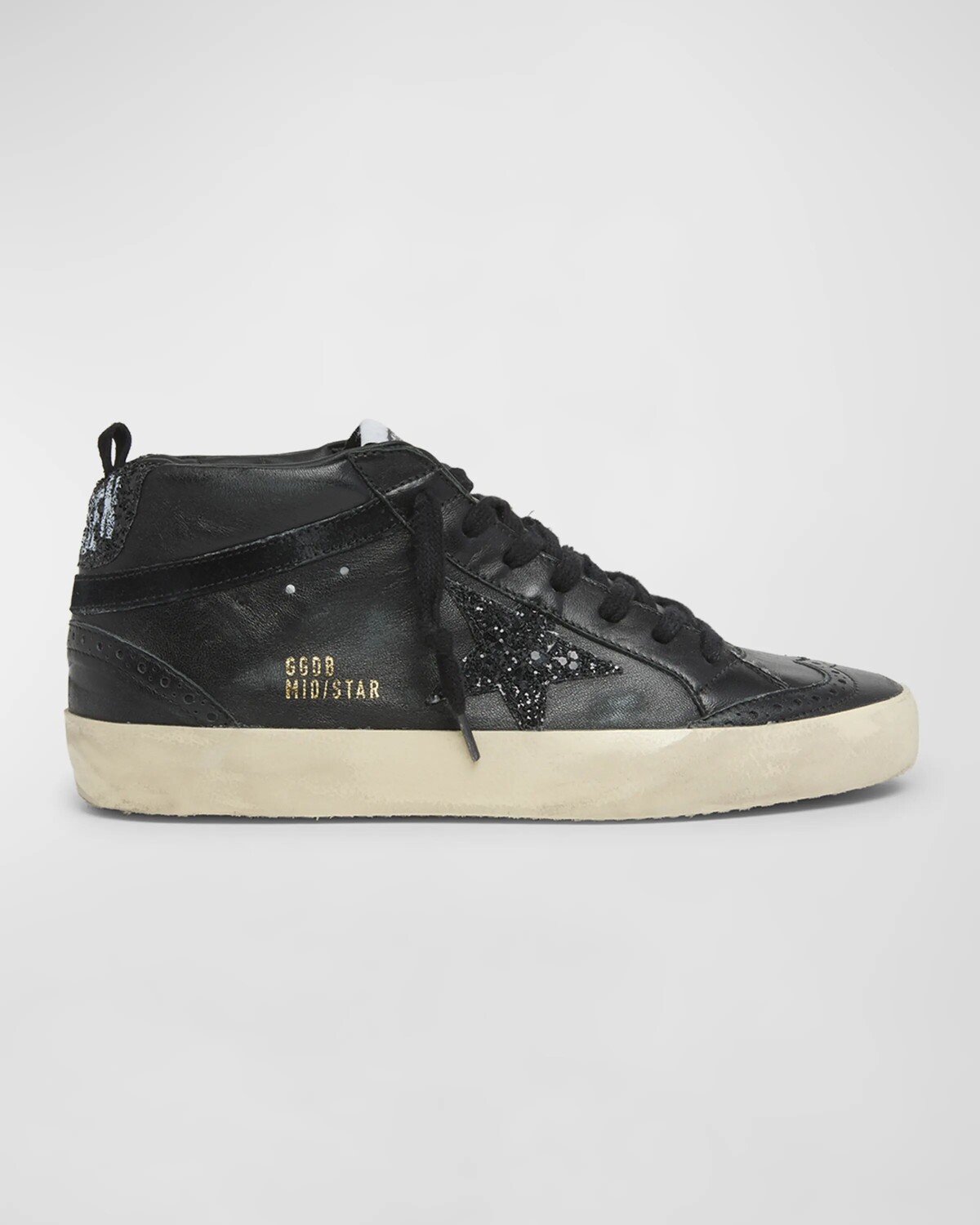 

Блестящие кожаные кроссовки Mid Star Golden Goose, цвет Black