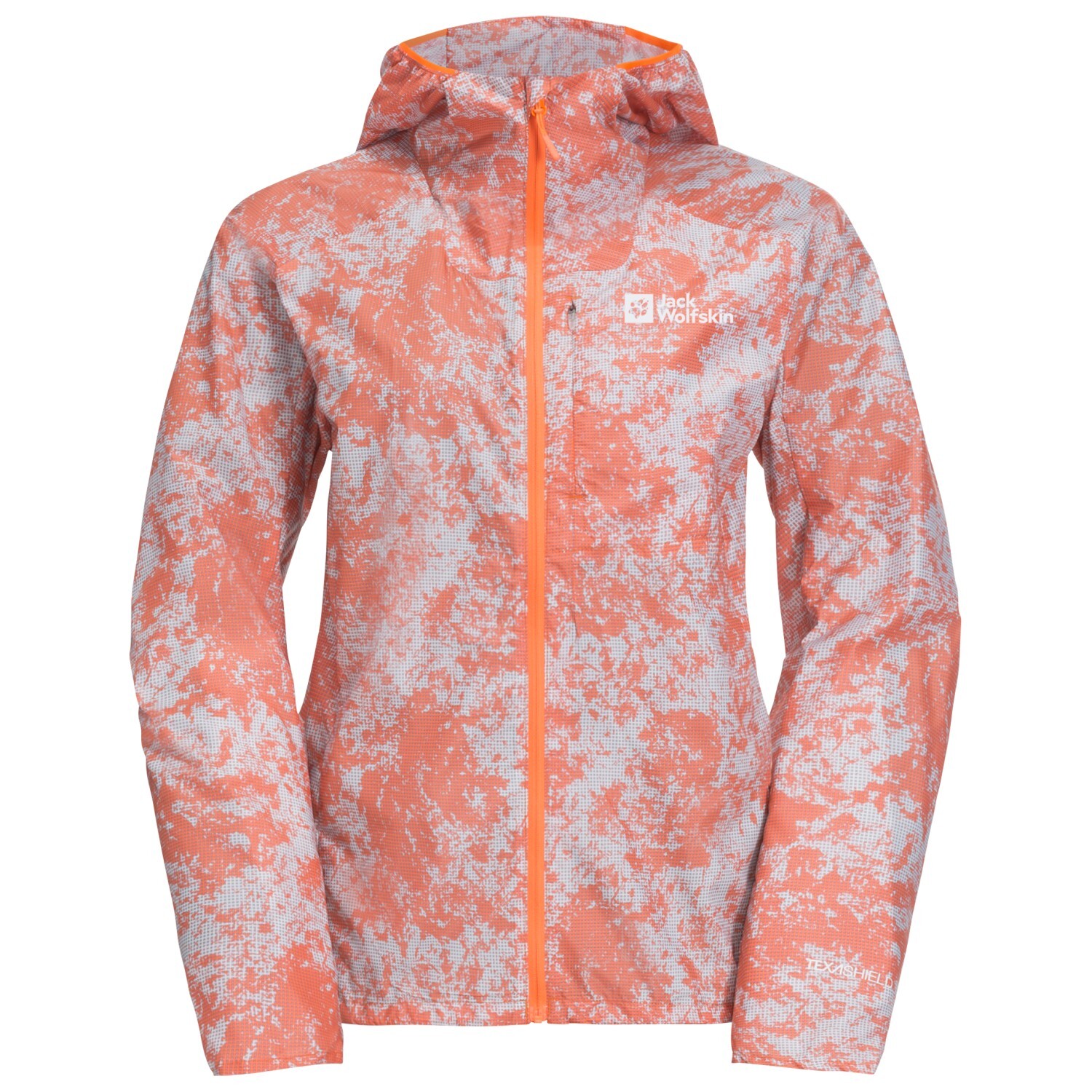 Ветровка Jack Wolfskin Women's Prelightind, цвет Grid Camo Digital Orange цена и фото