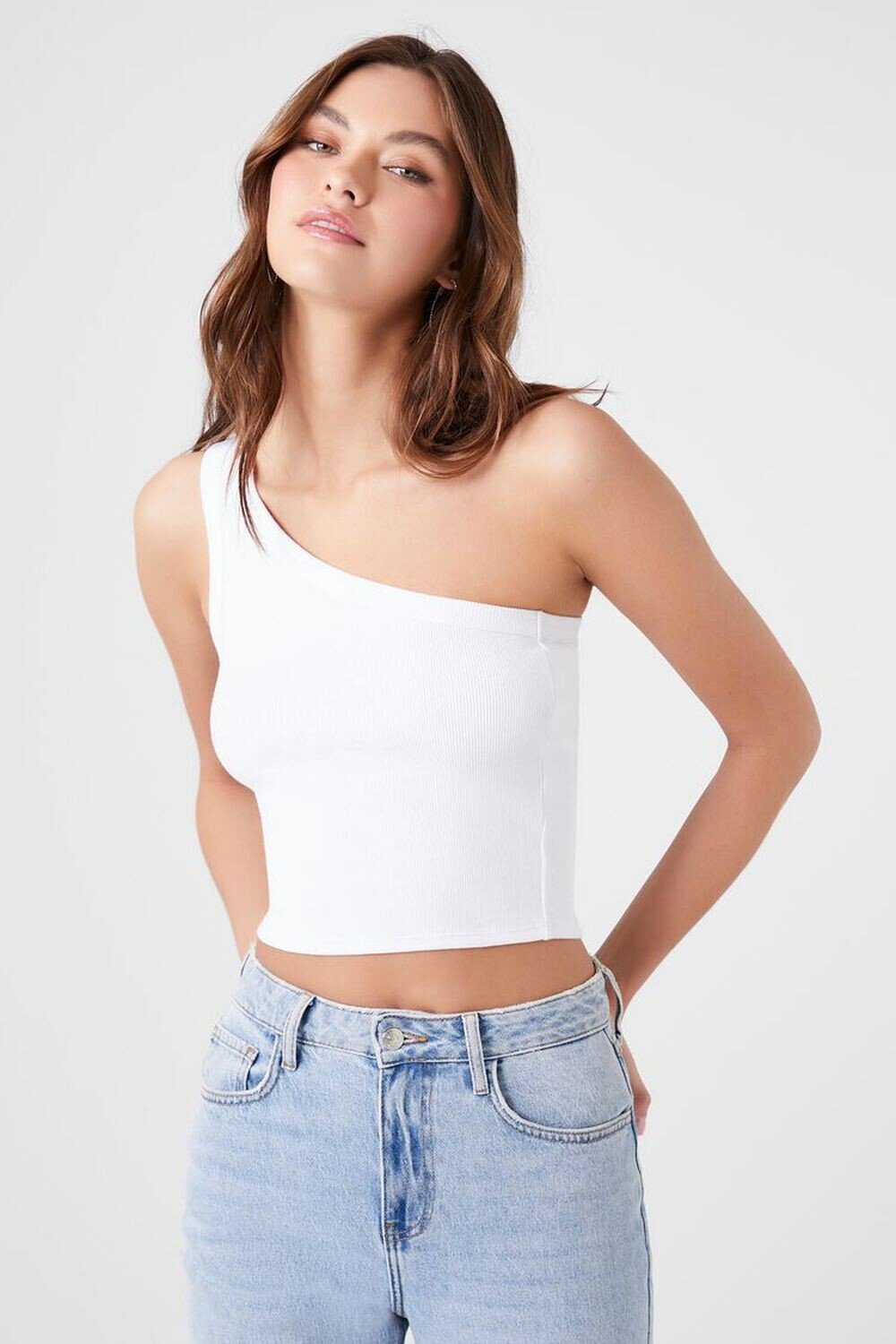 

Укороченная майка на одно плечо Forever 21, белый