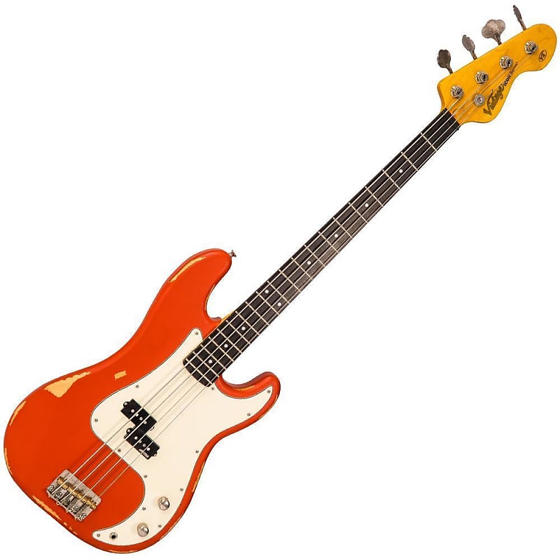 Басс гитара Vintage V4 Bass Icon - Distressed Firenza Red