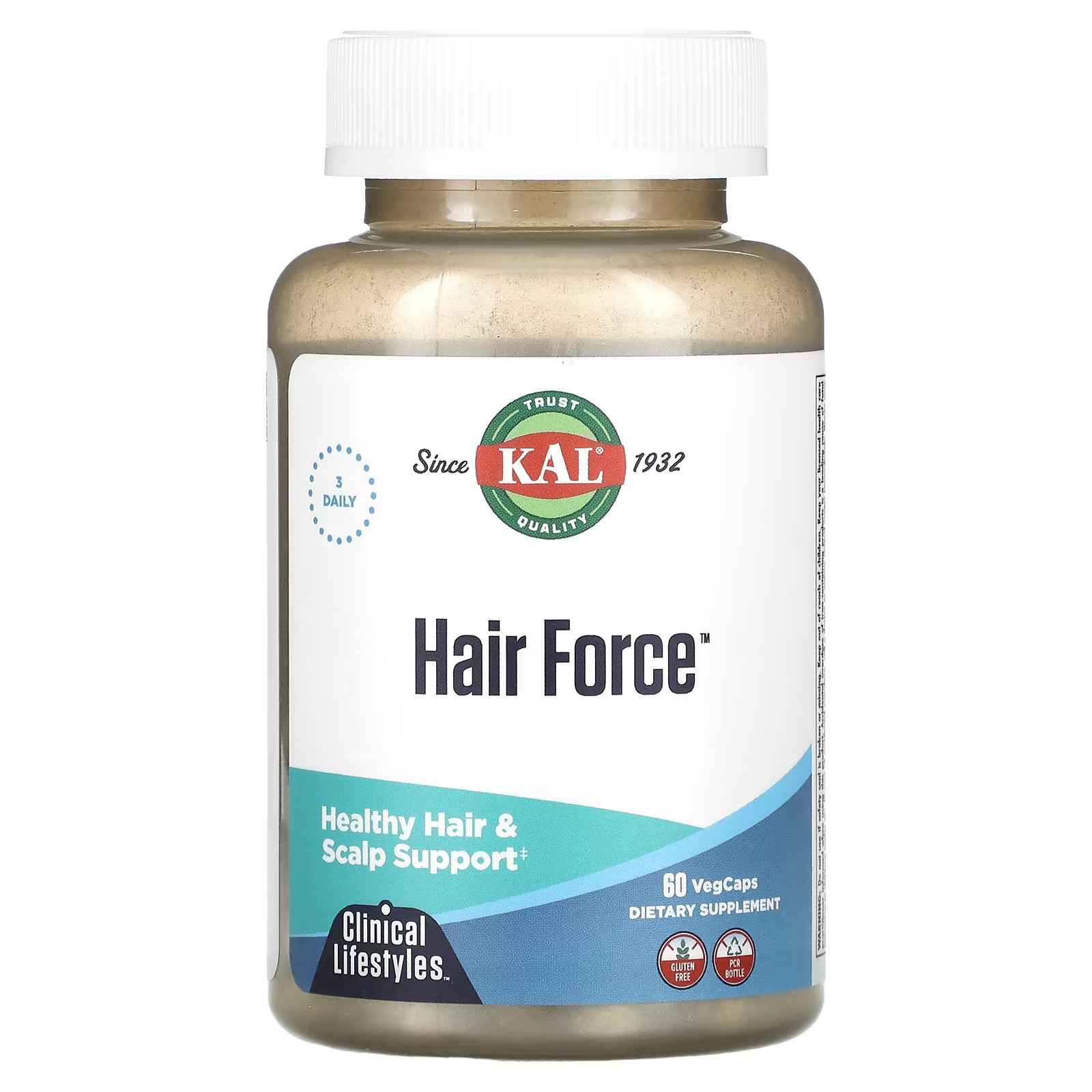 KAL Hair Force 60 растительных капсул kal ацидофильный пробиотик 4 100 растительных капсул
