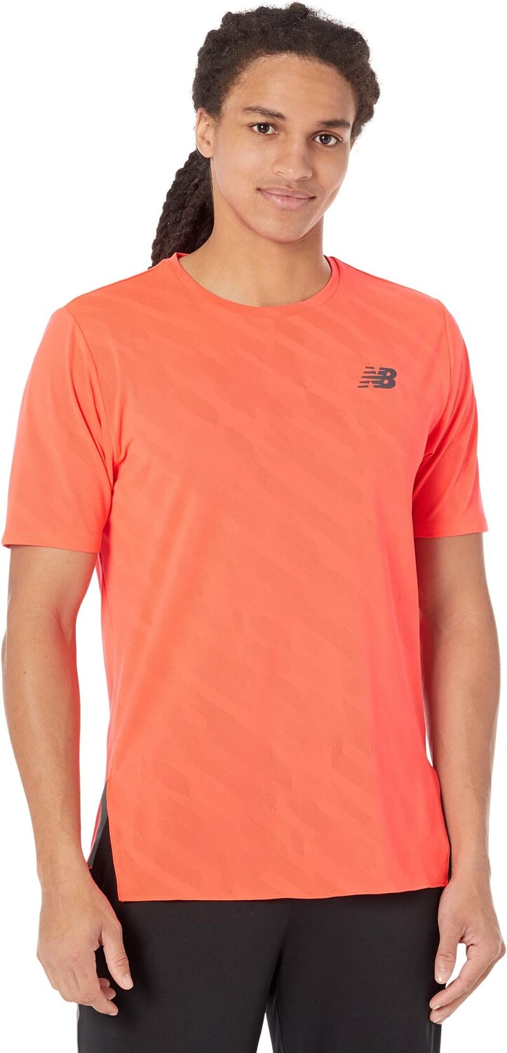 

Жаккардовый ремень Q Speed ​​с короткими рукавами New Balance, цвет Electric Red