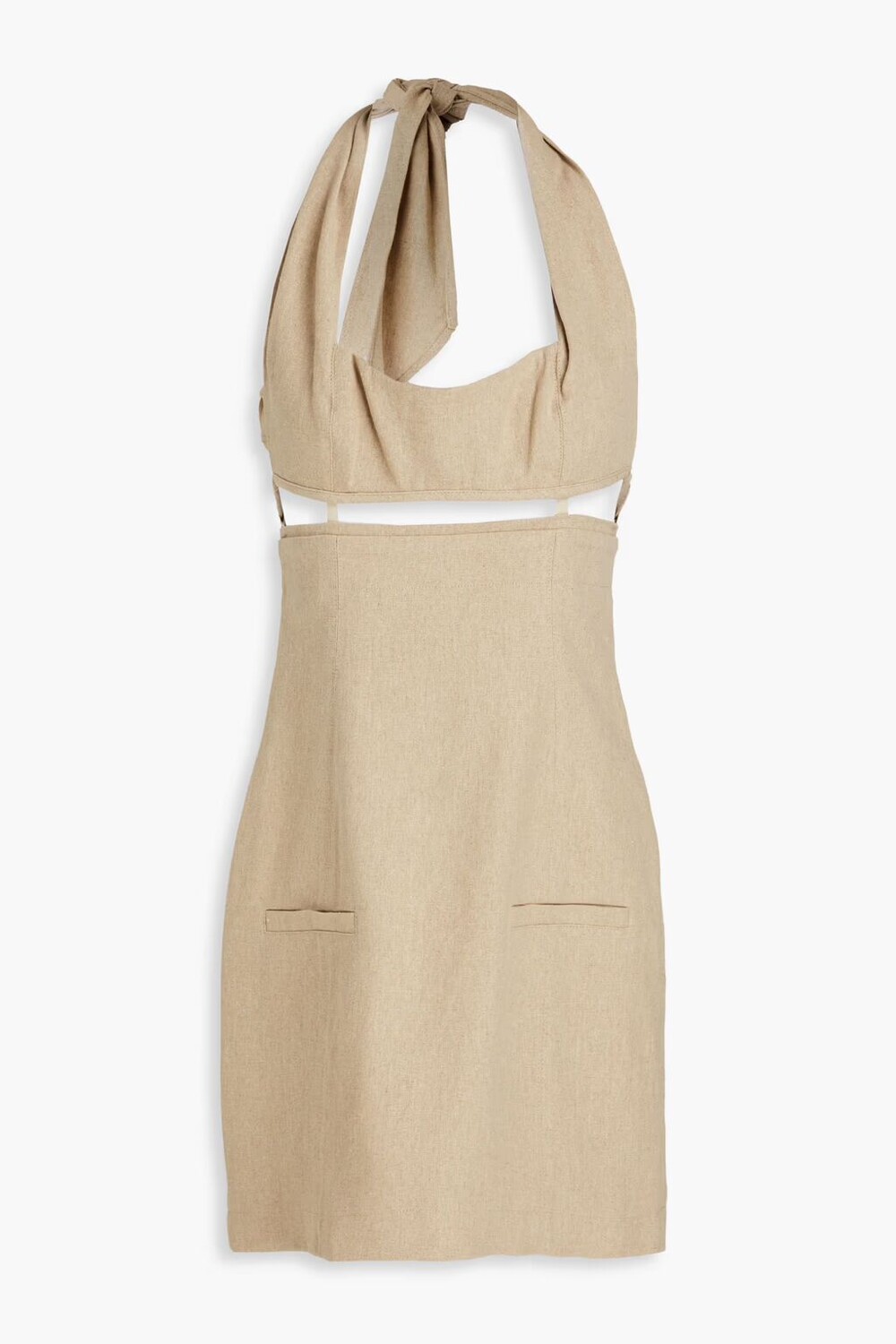 

Платье мини Limao из парусины с вырезом халтер и вырезом Jacquemus, бежевый