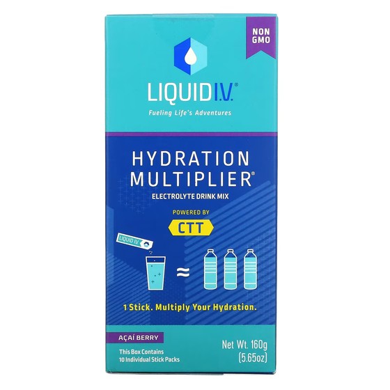 Смесь электролитов для напитков Liquid I.V. Hydration Multiplier, ягоды асаи, 10 пакетиков-стиков по 16 г