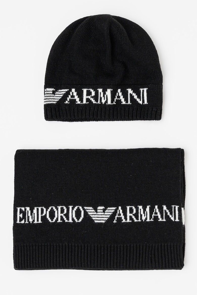 

Шапка и шарф с логотипом Emporio Armani, черный