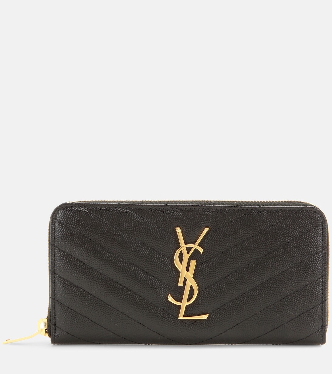 

Кожаный кошелек с монограммой Saint Laurent, черный