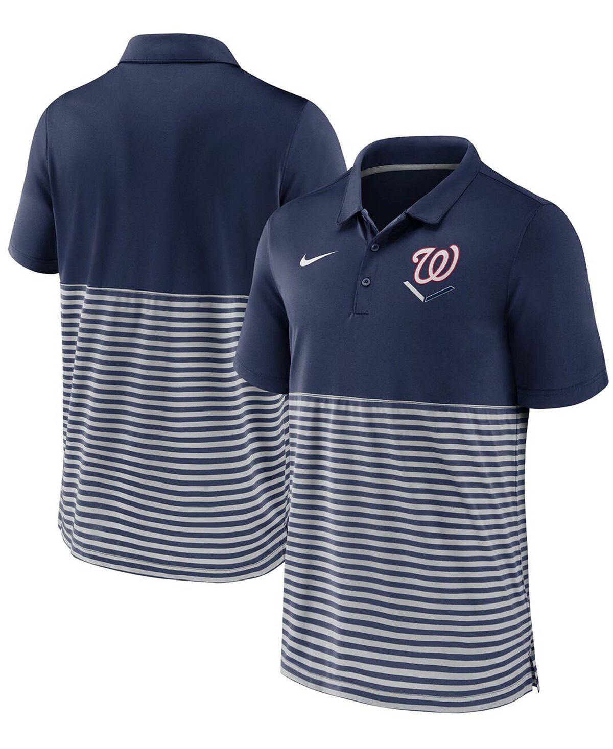 

Мужская полосатая футболка-поло темно-серого цвета Washington Nationals Home Plate Nike, Серый