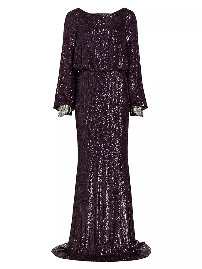 

Блузонное платье с вырезом «бато» и пайетками Badgley Mischka, баклажан, Фиолетовый