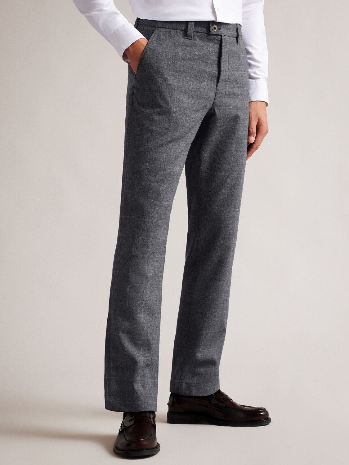 

Брюки из смесовой шерсти в клетку Ted Baker Kim, темно-серый