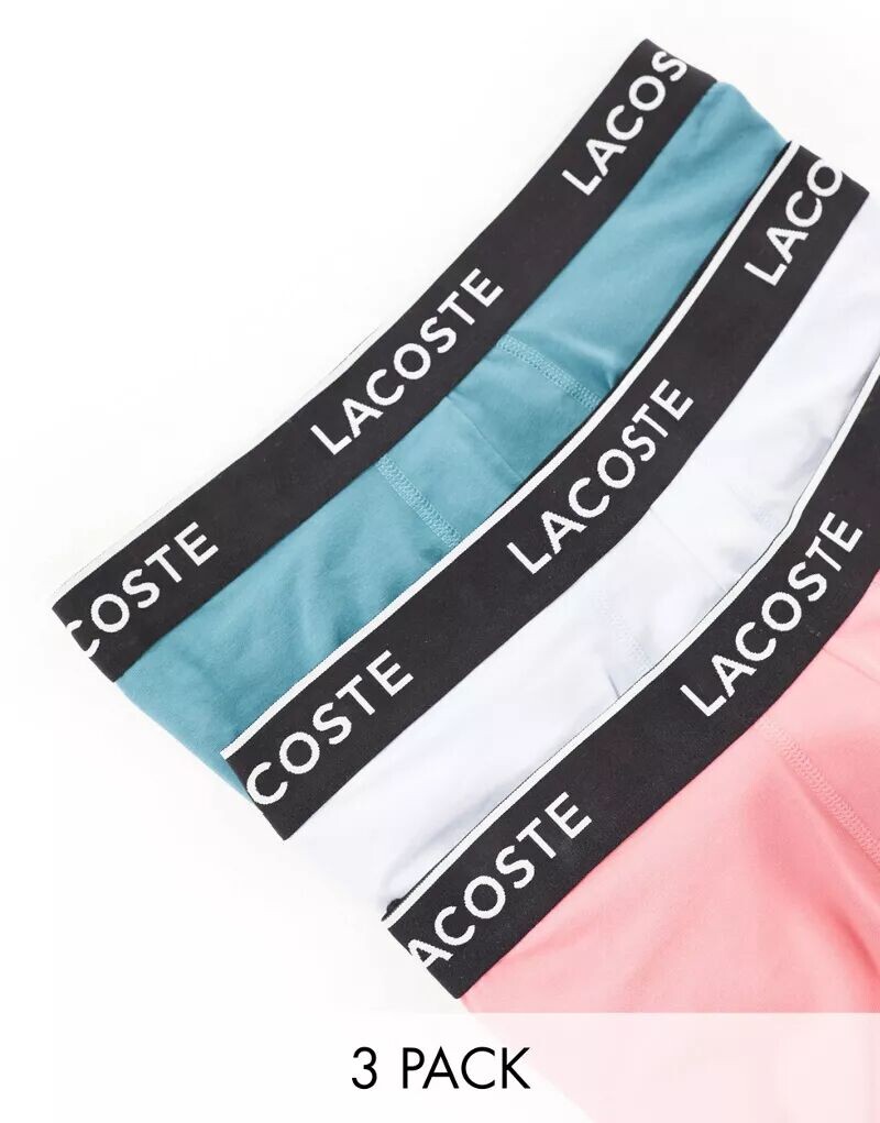 

Комплект из трех повседневных трусов Lacoste пастельных тонов с черным поясом