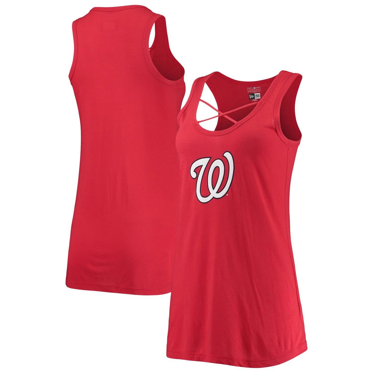 

Женская красная майка New Era Washington Nationals с лямками спереди New Era, Красный
