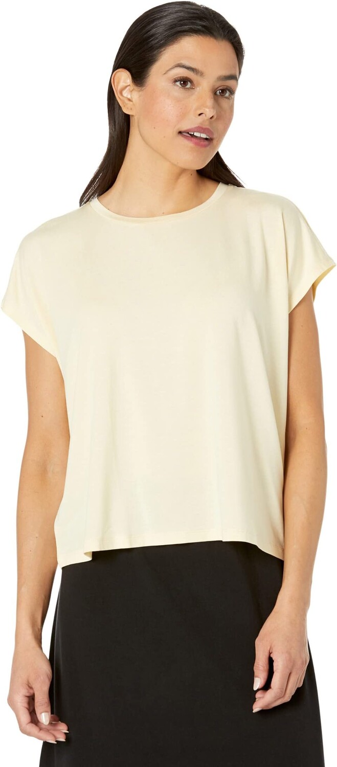 

Топ Eileen Fisher Crew Neck Boxy Top in Fine Stretch Jersey Knit, цвет Butter