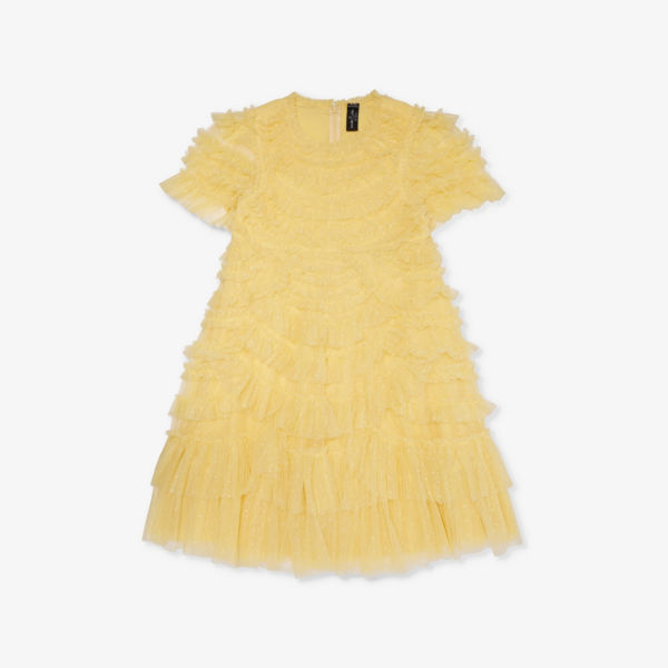 Платье marilla из переработанного полиэстера с оборками, 4–12 лет Needle And Thread, цвет lemon