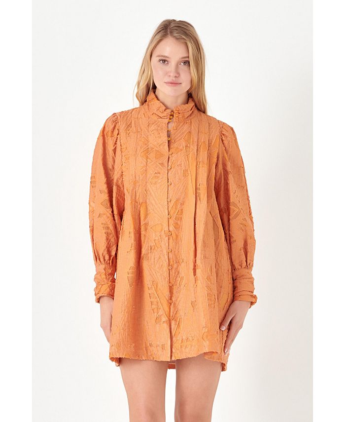 цена Женское мини-платье с завязками из органзы Burnout English Factory, оранжевый