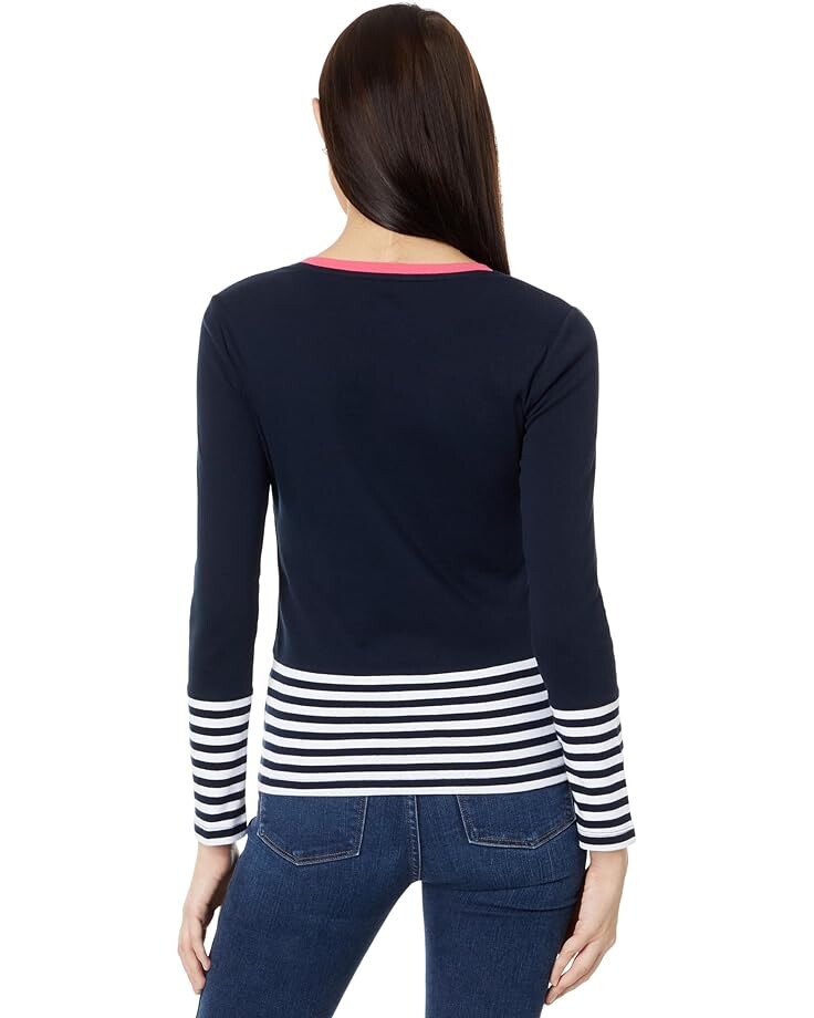 

Футболка Tommy Hilfiger Long Sleeve Color-Block Stripe Tee, цвет Sky Captain