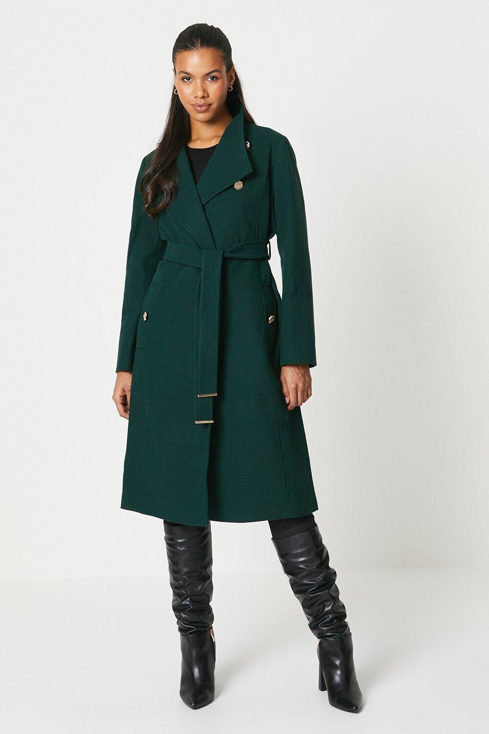 

Пальто с воротником-воронкой Dorothy Perkins, зеленый