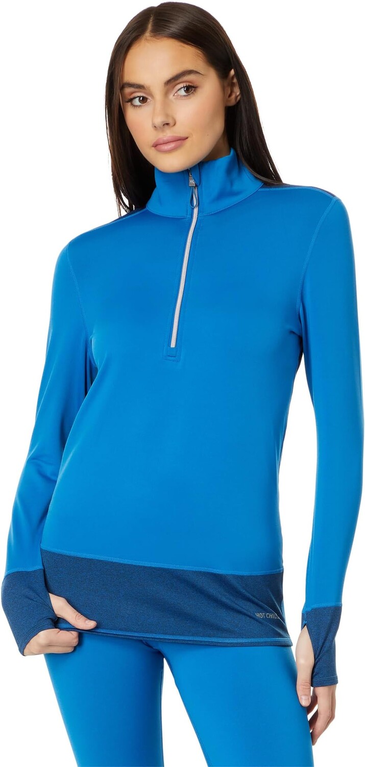 

Топ Hot Chillys Micro Elite Chamois Color-Block Zip-T, цвет Thriller/Granite