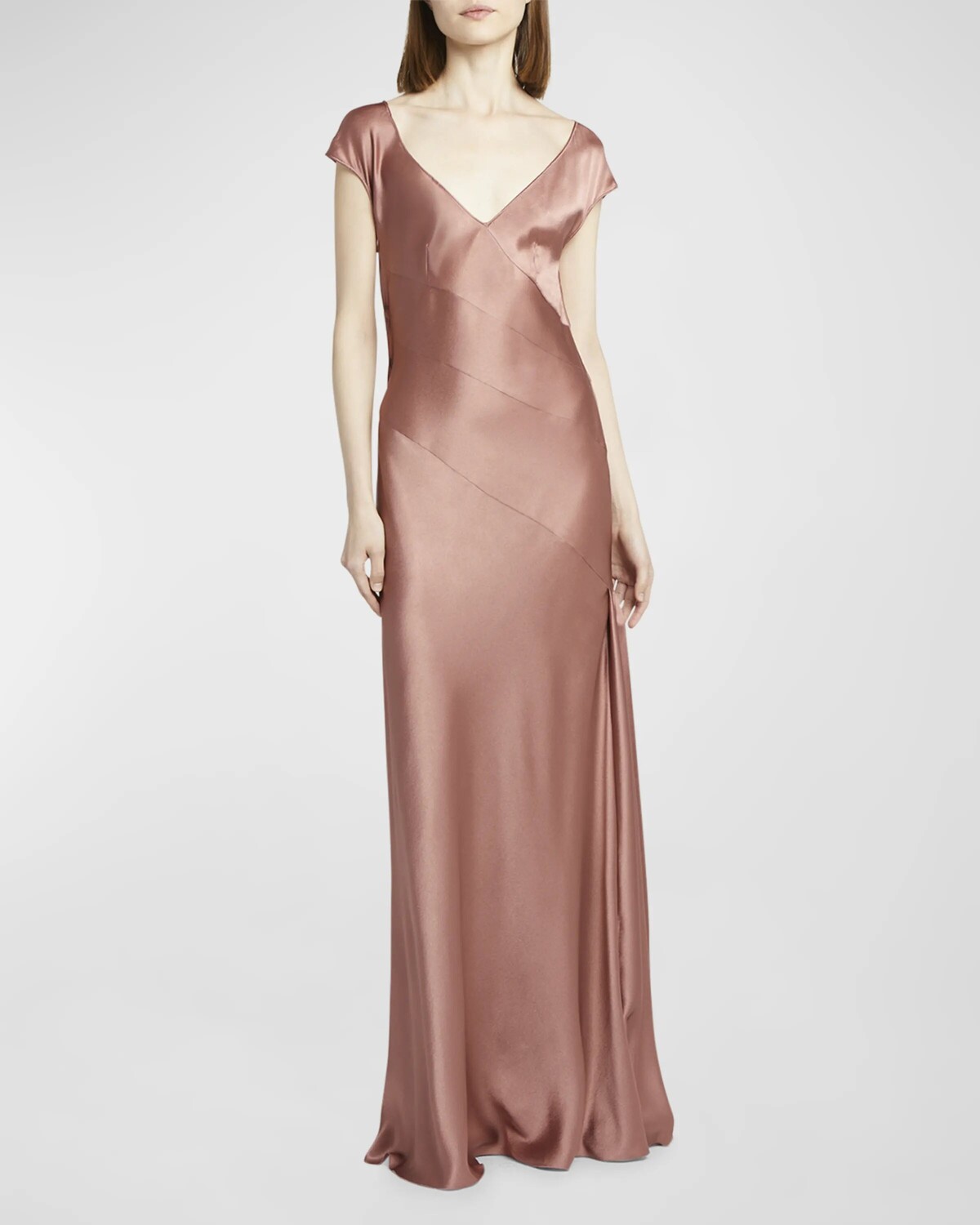 

Атласное платье с короткими рукавами Alberta Ferretti, цвет Violet