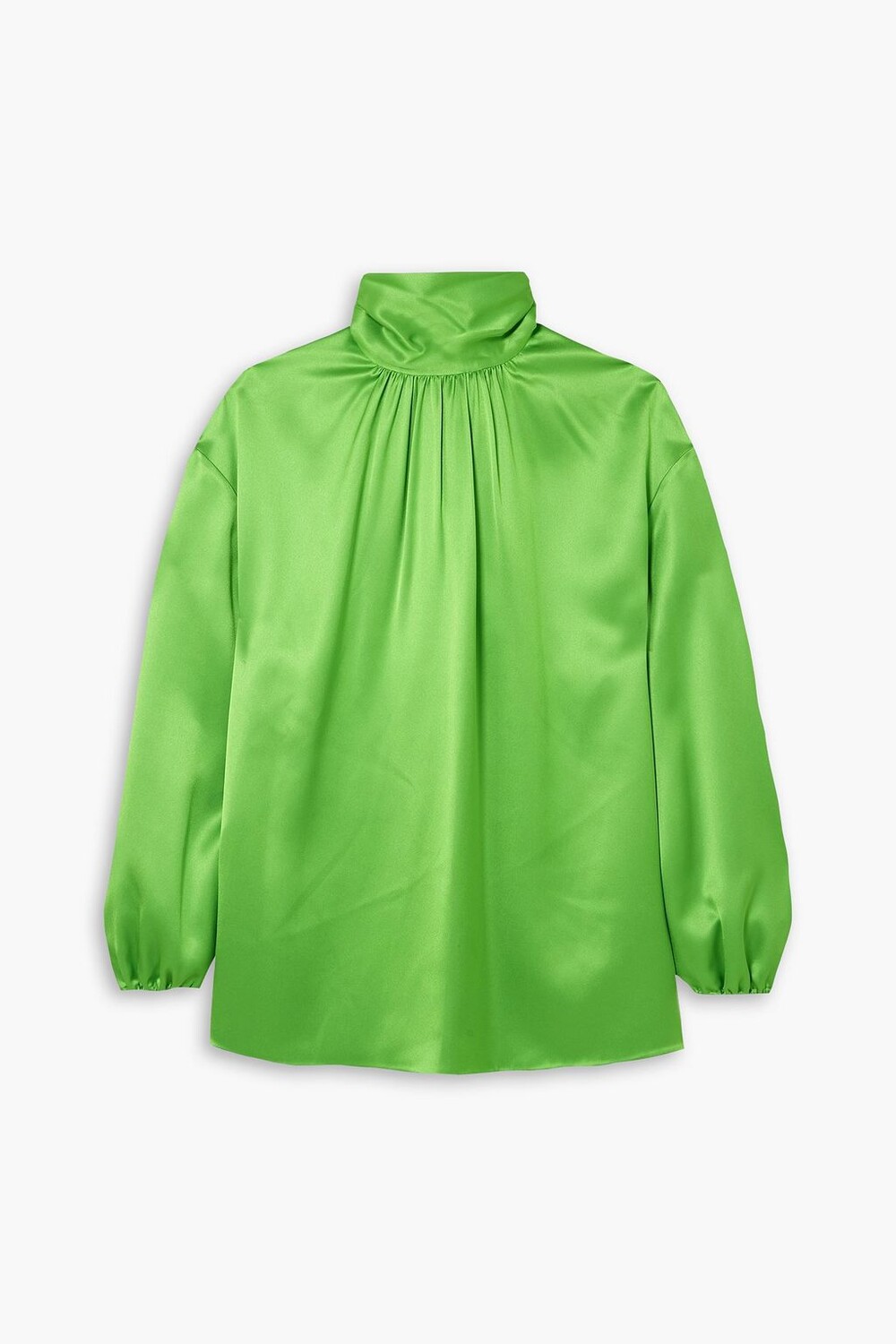 

Неоновая блузка из шелкового атласа со сборками PRADA, зеленый
