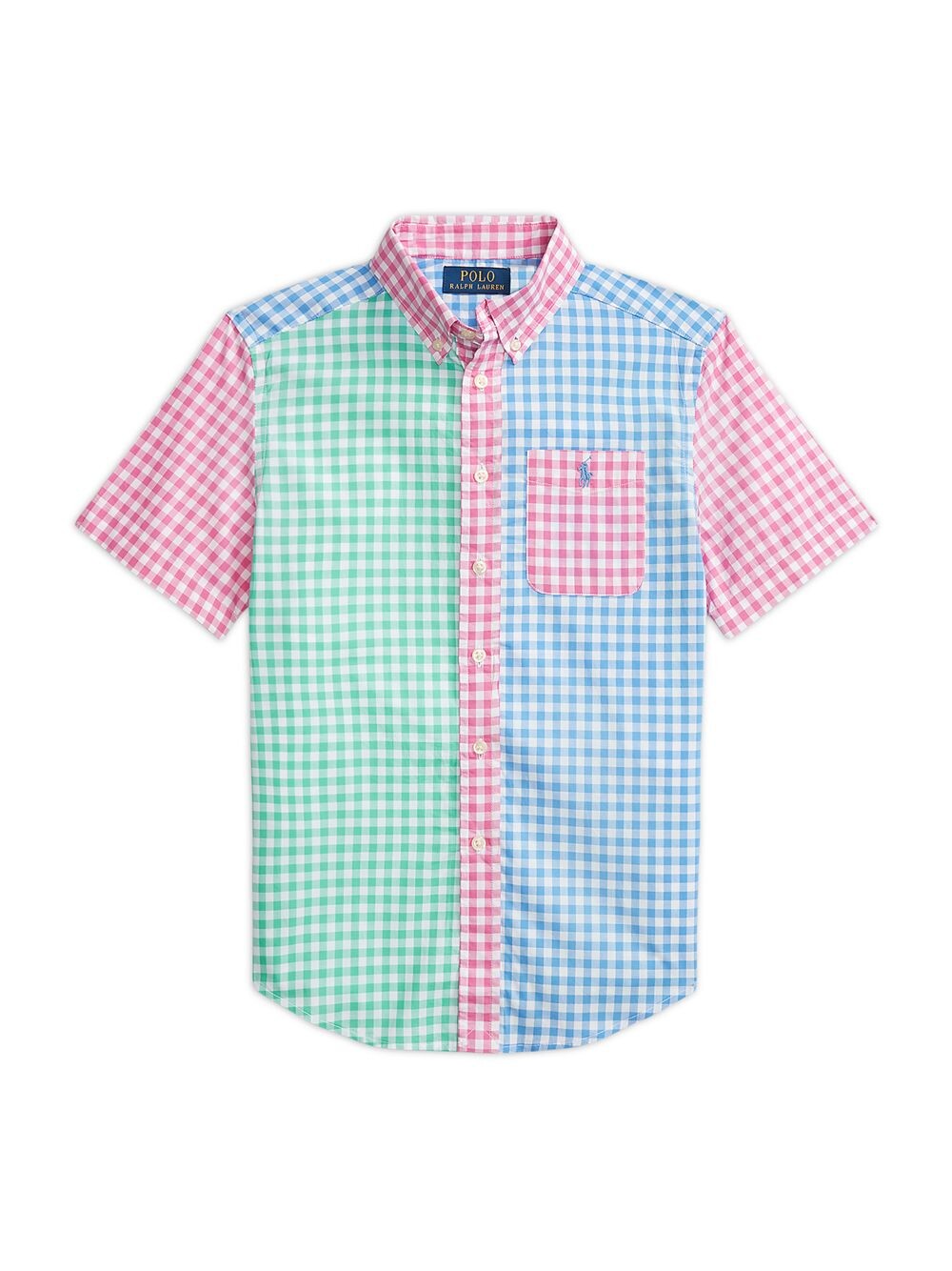 

Рубашка Little Boy's & Boy's в мелкую клетку с цветными блоками и короткими рукавами Polo Ralph Lauren, разноцветный