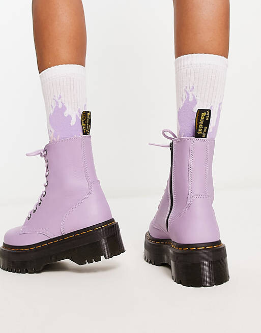 

Сиреневые кожаные ботинки с 8 люверсами Dr Martens Jadon iii, Фиолетовый
